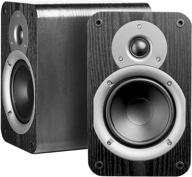 nero studio5: exceptional 100w hi-fi bookshelf speakers - black wood grain design, pair logo