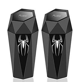 img 4 attached to 🚗 2021 Cute Car Trash Can with Lid - Mini Cup Holder (spider design, self-adhesive) - Leakproof Vehicle Trash Bin - Washable Garbage Bin for Car, Home, Office, Kitchen, Bedroom - 2PCS (Black)