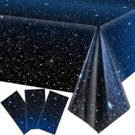 🌌 starry night space tablecloth decorations - plastic galaxy table cover for space stars theme party supplies, birthday home decorations - 54 x 108 inch (pack of 3) logo