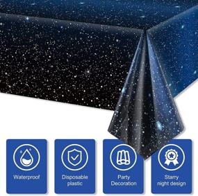 img 2 attached to 🌌 Starry Night Space Tablecloth Decorations - Plastic Galaxy Table Cover for Space Stars Theme Party Supplies, Birthday Home Decorations - 54 x 108 Inch (Pack of 3)