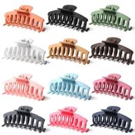 dream&amp;glamour 12 pack hair claw clips: nonslip matte hair clamps for long hair - stylish hair accessories for women logo