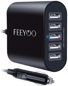 img 4 attached to 🔌 FEEYOO 45W 5-портовый автомобильный адаптер зарядного устройства USB - Быстрая зарядка, автоматический разветвитель с многочисленными портами 12V-24V для iPhone и Android - Быстрая зарядка для Samsung Galaxy S10 S9 Plus