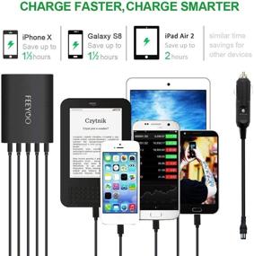 img 2 attached to 🔌 FEEYOO 45W 5-портовый автомобильный адаптер зарядного устройства USB - Быстрая зарядка, автоматический разветвитель с многочисленными портами 12V-24V для iPhone и Android - Быстрая зарядка для Samsung Galaxy S10 S9 Plus