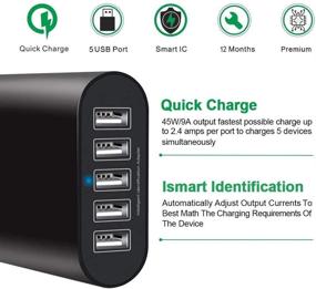 img 1 attached to 🔌 FEEYOO 45W 5-портовый автомобильный адаптер зарядного устройства USB - Быстрая зарядка, автоматический разветвитель с многочисленными портами 12V-24V для iPhone и Android - Быстрая зарядка для Samsung Galaxy S10 S9 Plus