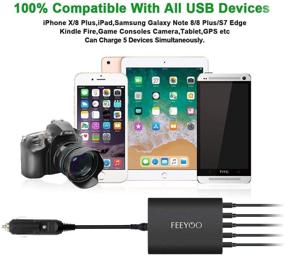 img 3 attached to 🔌 FEEYOO 45W 5-портовый автомобильный адаптер зарядного устройства USB - Быстрая зарядка, автоматический разветвитель с многочисленными портами 12V-24V для iPhone и Android - Быстрая зарядка для Samsung Galaxy S10 S9 Plus