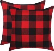 christmas pillow covers - set of 2, 18x18 inches, winter holiday decorative pillow covers for home decor, red and black buffalo check plaid throw pillow covers logo