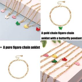 img 3 attached to 🦋 Gold Butterfly Anklet Bracelets for Women - Simple, Cute, and Elegant Boho Foot Jewelry with Double Figaro Chain - Ideal for Summer Beach Fashion - Set of 12-24 Pieces