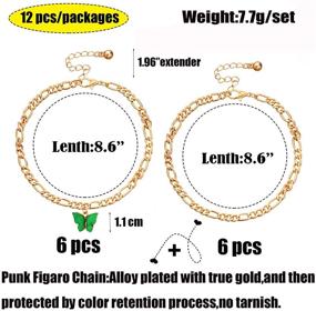 img 1 attached to 🦋 Gold Butterfly Anklet Bracelets for Women - Simple, Cute, and Elegant Boho Foot Jewelry with Double Figaro Chain - Ideal for Summer Beach Fashion - Set of 12-24 Pieces