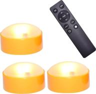 🎃 halloween pumpkin led lights with remote and timer - bright flickering battery operated jack-o-lantern electric flameless candles for pumpkin decorations - 3 pack orange - candle choice halloween décor логотип