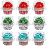 50 pcs stackable individual cupcake container – bpa-free plastic with deep dome, disposable cupcake boxes for parties, weddings, and more! логотип