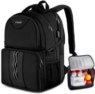 🎒 lunch backpack with removable lunch box & insulated cooler - usb port, 15.6 inch laptop compartment - for men, women, school, college, work, commuter, picnic - black logo