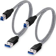 🔌 1,5 футовый кабель usb 3.0 с оплеткой, 2 штуки в упаковке, от besgoods - белый, usb-кабель a-мужской до b-мужской логотип