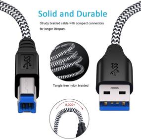 img 3 attached to 🔌 1,5 футовый кабель USB 3.0 с оплеткой, 2 штуки в упаковке, от Besgoods - белый, USB-кабель A-мужской до B-мужской