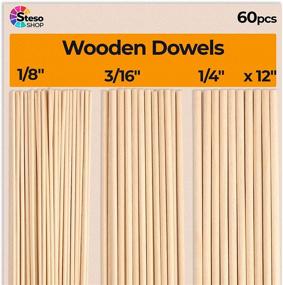 img 4 attached to 🔧 Versatile Craft Supply: Wooden Dowel Rods - 60 pcs Round Wood Dowels 12 inch in Various Sizes - 1/8, 3/16, 1/4 - Perfect for Crafts, Sticks, and More!