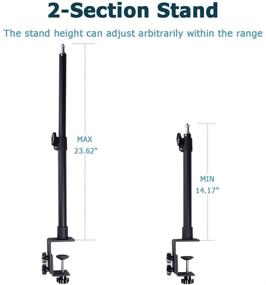 img 3 attached to 📷 14-23.6in Adjustable Tabletop Light Stand with 1/4'' Screw Tip - Heavy Duty Mount for DSLR Camera, Video Shooting, LED Ring Light, Webcam, Live Streaming, Makeup - Photographic C-Clamp Stand