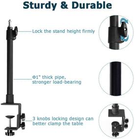 img 1 attached to 📷 14-23.6in Adjustable Tabletop Light Stand with 1/4'' Screw Tip - Heavy Duty Mount for DSLR Camera, Video Shooting, LED Ring Light, Webcam, Live Streaming, Makeup - Photographic C-Clamp Stand