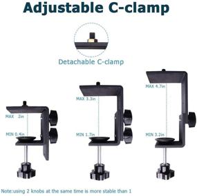 img 2 attached to 📷 14-23.6in Adjustable Tabletop Light Stand with 1/4'' Screw Tip - Heavy Duty Mount for DSLR Camera, Video Shooting, LED Ring Light, Webcam, Live Streaming, Makeup - Photographic C-Clamp Stand