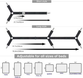 img 2 attached to 🛏️ Комплект из 6 черных ремней для фиксации простыней - улучшенные треугольные фиксаторы для кроватей размеров Full, Queen, King и Twin - эластичные регулируемые зажимы для простыней