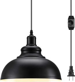 img 3 attached to 💡 Industrial Plug-in Pendant Light with On/Off Dimmer Switch - 12.86ft Cord - Hanging Lamp for Barn, Kitchen, and Dining Room