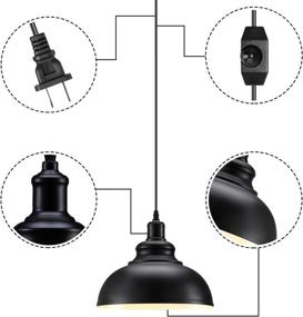 img 2 attached to 💡 Industrial Plug-in Pendant Light with On/Off Dimmer Switch - 12.86ft Cord - Hanging Lamp for Barn, Kitchen, and Dining Room