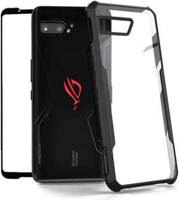 img 4 attached to Armor Shockproof Case with TPU Frame and Dust Cover, Clear PC Back - MME ASUS ROG Phone 2 Case | Air Trigger Compatible | Includes TG Screen Protector