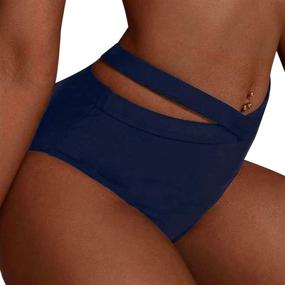 img 2 attached to Firpearl Women's High Waisted Bikini Bottoms with Cutouts - Swim Shorts Swimsuit Brief