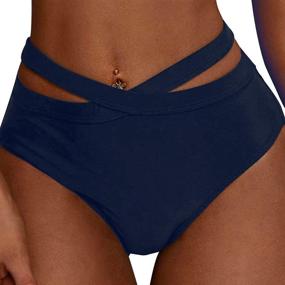 img 4 attached to Firpearl Women's High Waisted Bikini Bottoms with Cutouts - Swim Shorts Swimsuit Brief