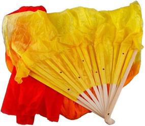 img 1 attached to 🎉 Enhance Your Party Stage Performance with the eoocvt 1.8M Hand Made Belly Dance Dancing Silk Bamboo Long Fan