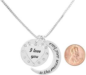 img 1 attached to VueJoli "I Love You to The Moon and Back" Necklace: Engraved Heart Pendant with Jewels, Perfect Gift for Girlfriend, Wife, Mom, Daughter, Friend. 20" Chain Included