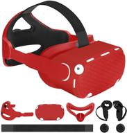 🔥 masiken 6-in-1 oculus quest 2 accessories kit: head strap replacement, vr front cap, controller cover, face pad, release face squeeze for comfortable wearing - hot red set - perfect for family holiday bundle logo