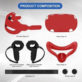img 3 attached to 🔥 MASiKEN 6-in-1 Oculus Quest 2 Accessories Kit: Head Strap Replacement, VR Front Cap, Controller Cover, Face Pad, Release Face Squeeze for Comfortable Wearing - Hot Red Set - Perfect for Family Holiday Bundle