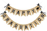 🎓 burlap happy graduation banner & party supplies 2021: rustic vintage decorations - no assembly required! логотип