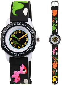 img 4 attached to Venhoo Waterproof Silicone Dinosaur Boys' Watches: Durable Timepieces for Kids