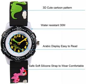 img 3 attached to Venhoo Waterproof Silicone Dinosaur Boys' Watches: Durable Timepieces for Kids