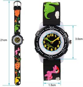 img 2 attached to Venhoo Waterproof Silicone Dinosaur Boys' Watches: Durable Timepieces for Kids