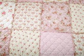 img 3 attached to 🌸 Floral Patchwork Quilted Throw Blanket in Reversible Pink Stitching ...
