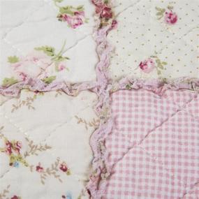 img 1 attached to 🌸 Floral Patchwork Quilted Throw Blanket in Reversible Pink Stitching ...