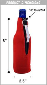 img 1 attached to Colorful Neoprene Zipper Beer Bottle Coolie Set - 6 Pack with Attached Bottle Opener