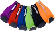 colorful neoprene zipper beer bottle coolie set - 6 pack with attached bottle opener logo