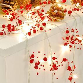 img 2 attached to 🎄 Mosoan 10FT 30 LED Christmas String Lights Battery Operated: Festive Red Berry Garland Decoration for Christmas Trees and Fireplaces