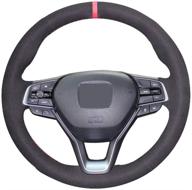 🚗 eiseng diy sew car steering wheel cover for honda accord / insight (black suede red thread) - custom fit & stylish interior accessory! logo