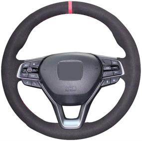 img 3 attached to 🚗 Eiseng DIY Sew Car Steering Wheel Cover for Honda Accord / Insight (Black Suede Red Thread) - Custom Fit & Stylish Interior Accessory!