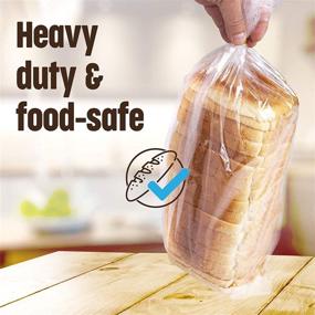 img 1 attached to 🍞 Premium 120 Pack Clear Plastic Bread Bags with Ties - Heavy Duty for Homemade or Bakery Loaves - Reusable Storage Packaging for Large 8” x 4” x 18” Bread - Ultimate Bread Wrappers