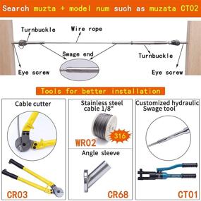 img 1 attached to 🔧 Muzata Cable Railing Kit 1/8" Swage Toggle Turnbuckle Hardware - T316 Stainless Steel for Wood Post WoodEasy System - Angle 180° Adjustable for Stairs, Deck, with 20 Cable Lines - CK08, CA4, CA5