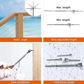 img 2 attached to 🔧 Muzata Cable Railing Kit 1/8" Swage Toggle Turnbuckle Hardware - T316 Stainless Steel for Wood Post WoodEasy System - Angle 180° Adjustable for Stairs, Deck, with 20 Cable Lines - CK08, CA4, CA5