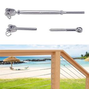 img 4 attached to 🔧 Muzata Cable Railing Kit 1/8" Swage Toggle Turnbuckle Hardware - T316 Stainless Steel for Wood Post WoodEasy System - Angle 180° Adjustable for Stairs, Deck, with 20 Cable Lines - CK08, CA4, CA5