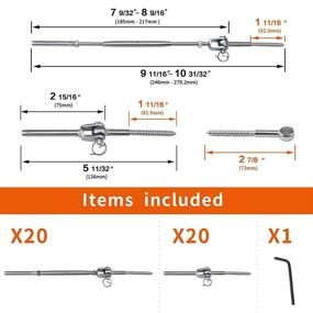 img 3 attached to 🔧 Muzata Cable Railing Kit 1/8" Swage Toggle Turnbuckle Hardware - T316 Stainless Steel for Wood Post WoodEasy System - Angle 180° Adjustable for Stairs, Deck, with 20 Cable Lines - CK08, CA4, CA5