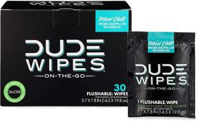 img 2 attached to Мокрые салфетки Dude Wipes, можно смывать: стартовый набор Mint Chill с эфирными маслами, комбо для дома и на выезде