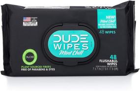 img 3 attached to Мокрые салфетки Dude Wipes, можно смывать: стартовый набор Mint Chill с эфирными маслами, комбо для дома и на выезде