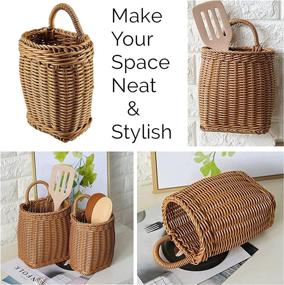 img 3 attached to 🌿 Hanging Woven Storage Basket for Plants, Keys, Sunglasses, Wallet – Decorative Wall Organizer, Fern Wall Basket Planter